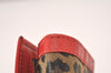 Authentic FENDI Leopard Accessory Pouch Purse Canvas Leather Brown Red 0990I