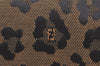 Authentic FENDI Leopard Accessory Pouch Purse Canvas Leather Brown Red 0990I