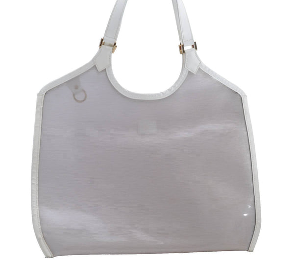 Auth LOUIS VUITTON Epi Plage Bahia Shoulder Tote Bag Clear White M92153 LV 0991C