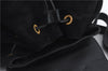 Authentic GUCCI Bamboo Shoulder Backpack Suede Leather Black 0992D