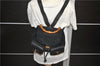 Authentic GUCCI Bamboo Shoulder Backpack Suede Leather Black 0992D