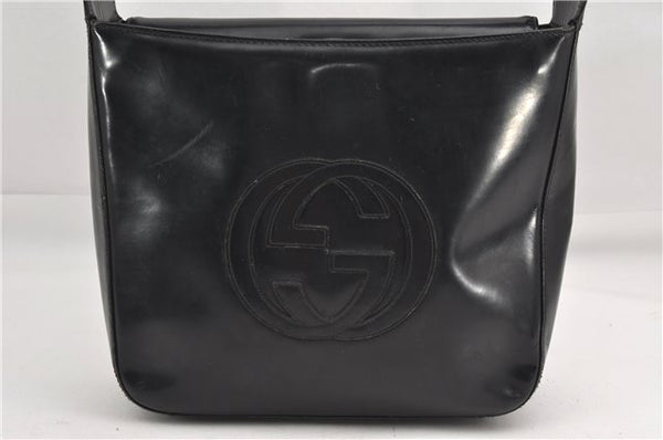 Authentic GUCCI Vintage Shoulder Bag Purse Leather Black 0992G