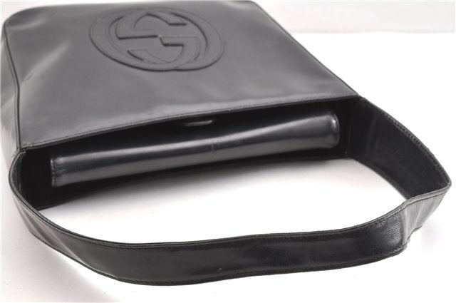 Authentic GUCCI Vintage Shoulder Bag Purse Leather Black 0992G