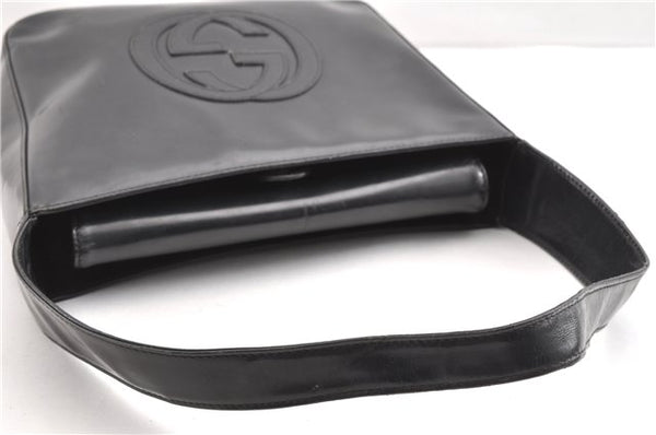 Authentic GUCCI Vintage Shoulder Bag Purse Leather Black 0992G