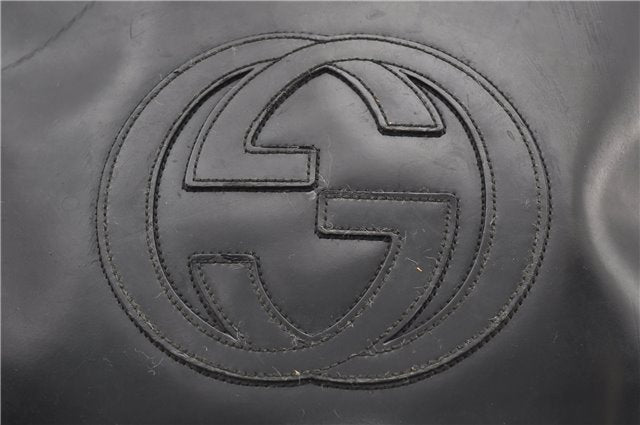 Authentic GUCCI Vintage Shoulder Bag Purse Leather Black 0992G