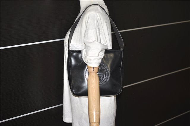 Authentic GUCCI Vintage Shoulder Bag Purse Leather Black 0992G