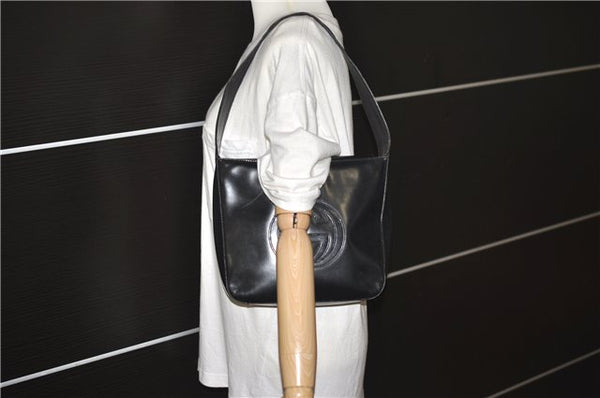 Authentic GUCCI Vintage Shoulder Bag Purse Leather Black 0992G