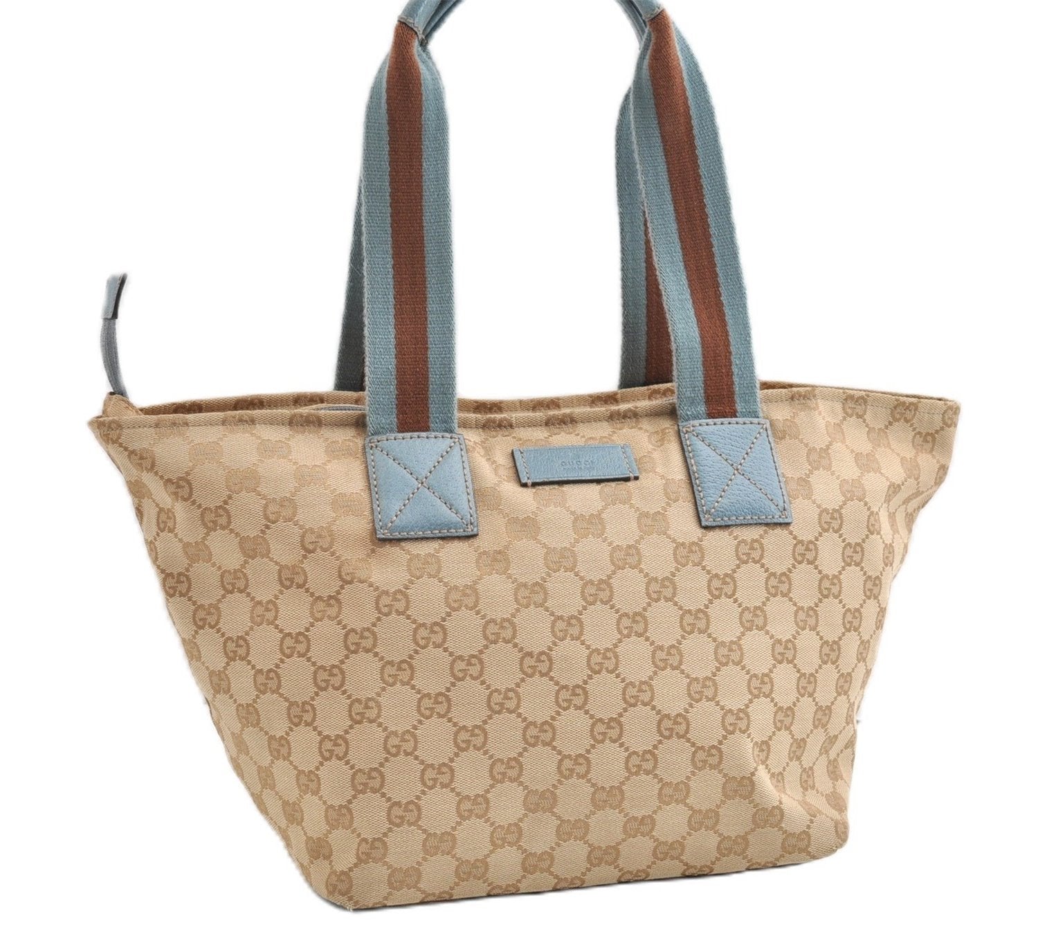 Authentic GUCCI Sherry Line Hand Tote Bag GG Canvas Leather 131230 Beige 0993G