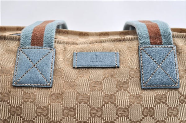 Authentic GUCCI Sherry Line Hand Tote Bag GG Canvas Leather 131230 Beige 0993G