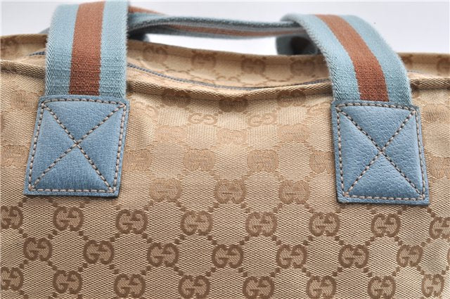Authentic GUCCI Sherry Line Hand Tote Bag GG Canvas Leather 131230 Beige 0993G