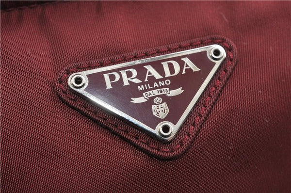 Authentic PRADA Nylon Shoulder Cross Body Bag Purse Red Bordeaux 0994D