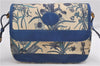 Authentic GUCCI Flora Shoulder Cross Body Bag Canvas Leather Blue Ivory 0994G