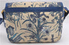 Authentic GUCCI Flora Shoulder Cross Body Bag Canvas Leather Blue Ivory 0994G