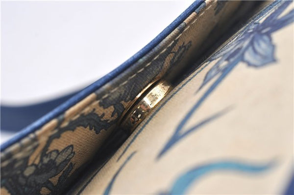 Authentic GUCCI Flora Shoulder Cross Body Bag Canvas Leather Blue Ivory 0994G