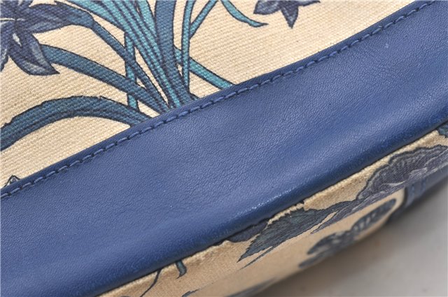 Authentic GUCCI Flora Shoulder Cross Body Bag Canvas Leather Blue Ivory 0994G