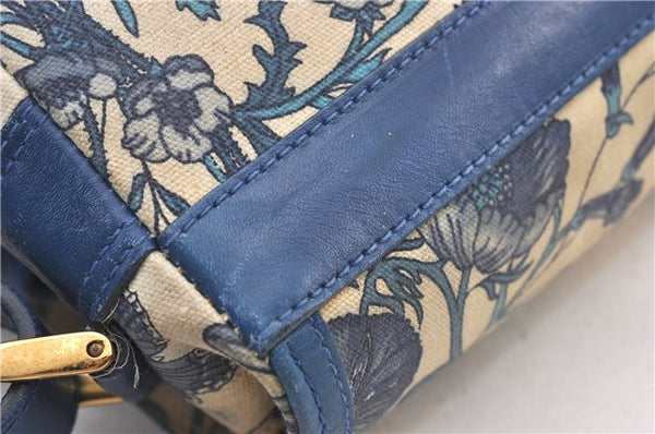 Authentic GUCCI Flora Shoulder Cross Body Bag Canvas Leather Blue Ivory 0994G