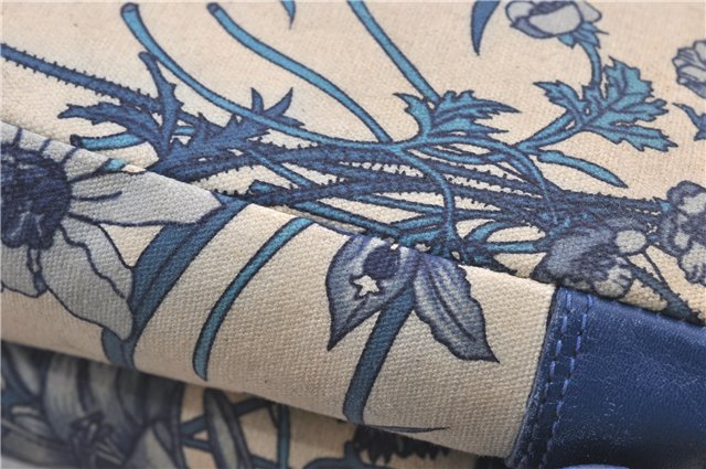 Authentic GUCCI Flora Shoulder Cross Body Bag Canvas Leather Blue Ivory 0994G