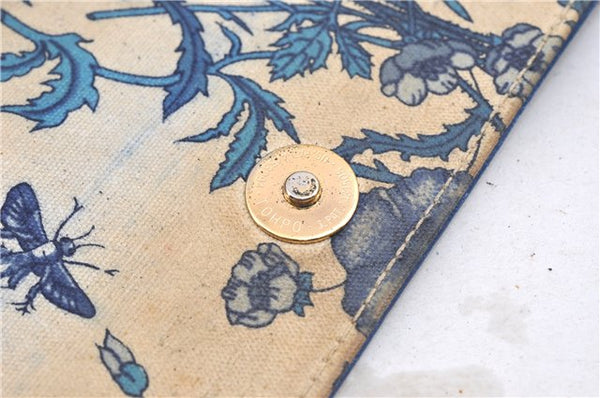 Authentic GUCCI Flora Shoulder Cross Body Bag Canvas Leather Blue Ivory 0994G