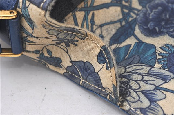 Authentic GUCCI Flora Shoulder Cross Body Bag Canvas Leather Blue Ivory 0994G