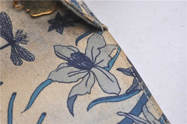 Authentic GUCCI Flora Shoulder Cross Body Bag Canvas Leather Blue Ivory 0994G