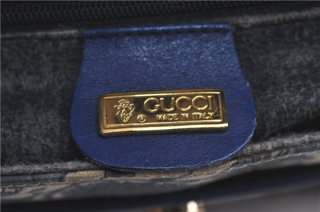 Authentic GUCCI Flora Shoulder Cross Body Bag Canvas Leather Blue Ivory 0994G