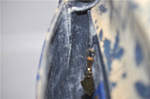 Authentic GUCCI Flora Shoulder Cross Body Bag Canvas Leather Blue Ivory 0994G