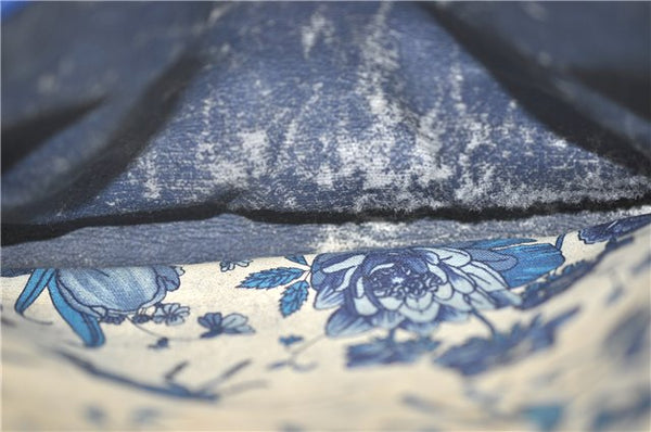 Authentic GUCCI Flora Shoulder Cross Body Bag Canvas Leather Blue Ivory 0994G