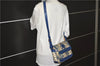 Authentic GUCCI Flora Shoulder Cross Body Bag Canvas Leather Blue Ivory 0994G