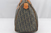Authentic Christian Dior Trotter Hand Boston Bag PVC Leather Navy Blue 0995I