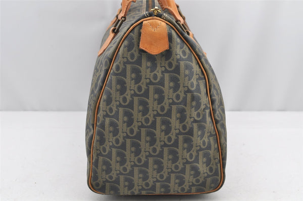 Authentic Christian Dior Trotter Hand Boston Bag PVC Leather Navy Blue 0995I