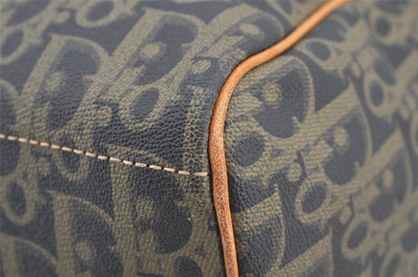 Authentic Christian Dior Trotter Hand Boston Bag PVC Leather Navy Blue 0995I