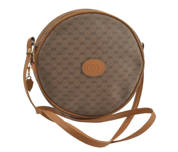 Authentic GUCCI Micro GG PVC Leather Shoulder Cross Body Bag Brown 0997I