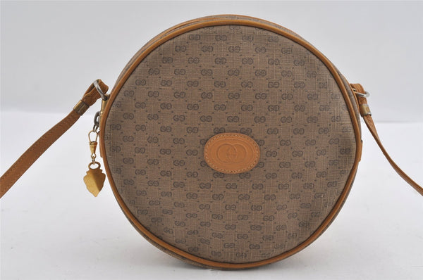 Authentic GUCCI Micro GG PVC Leather Shoulder Cross Body Bag Brown 0997I