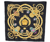 Authentic HERMES Carre 90 Scarf "KOSMIMA" Silk Black 1001I