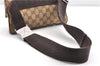 Authentic GUCCI Waist Body Bag Purse GG Canvas Leather 146304 Brown 1004G