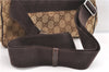 Authentic GUCCI Waist Body Bag Purse GG Canvas Leather 146304 Brown 1004G