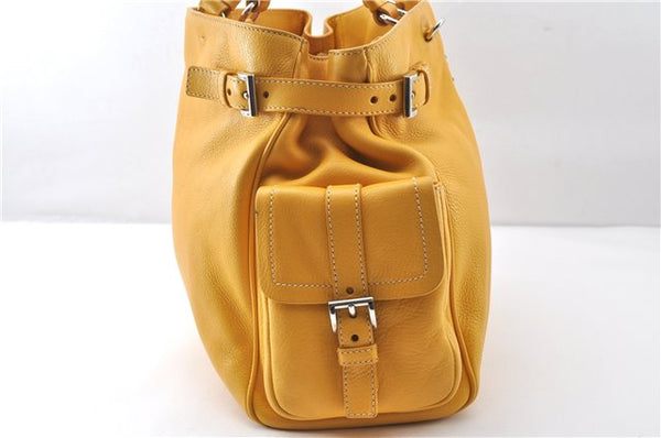 Authentic PRADA Vintage Leather Shoulder Hand Bag Yellow 1005G