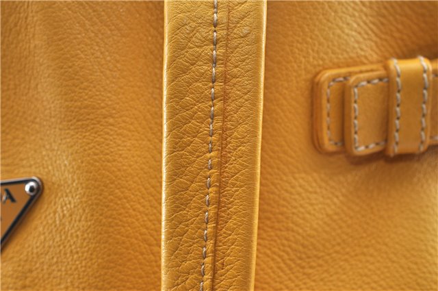 Authentic PRADA Vintage Leather Shoulder Hand Bag Yellow 1005G