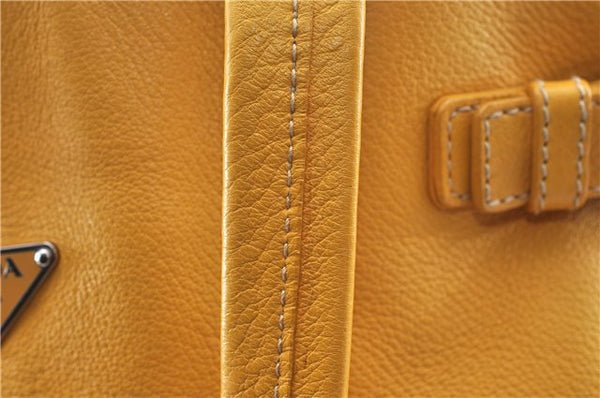 Authentic PRADA Vintage Leather Shoulder Hand Bag Yellow 1005G