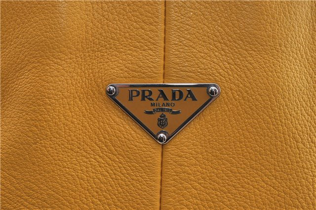 Authentic PRADA Vintage Leather Shoulder Hand Bag Yellow 1005G