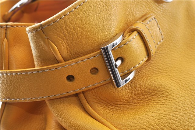 Authentic PRADA Vintage Leather Shoulder Hand Bag Yellow 1005G