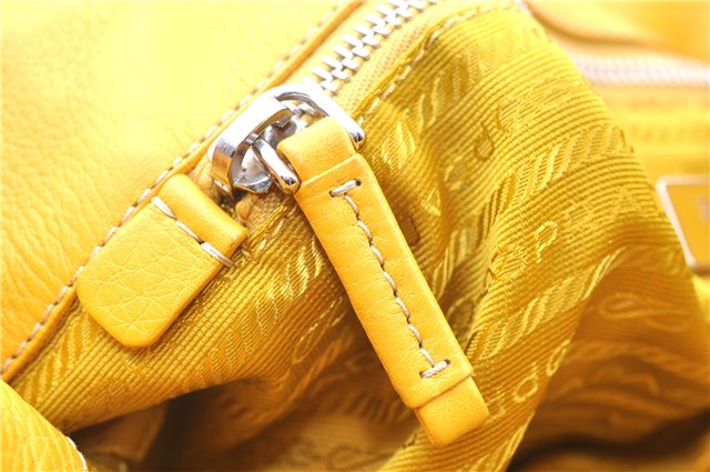 Authentic PRADA Vintage Leather Shoulder Hand Bag Yellow 1005G