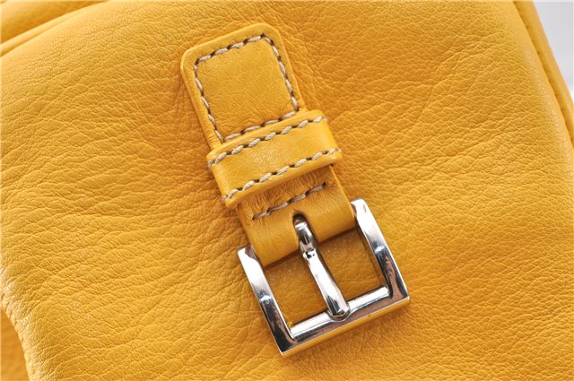Authentic PRADA Vintage Leather Shoulder Hand Bag Yellow 1005G