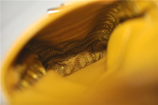 Authentic PRADA Vintage Leather Shoulder Hand Bag Yellow 1005G