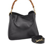Authentic GUCCI Bamboo 2Way Shoulder Hand Bag Purse Leather Black Junk 1008I