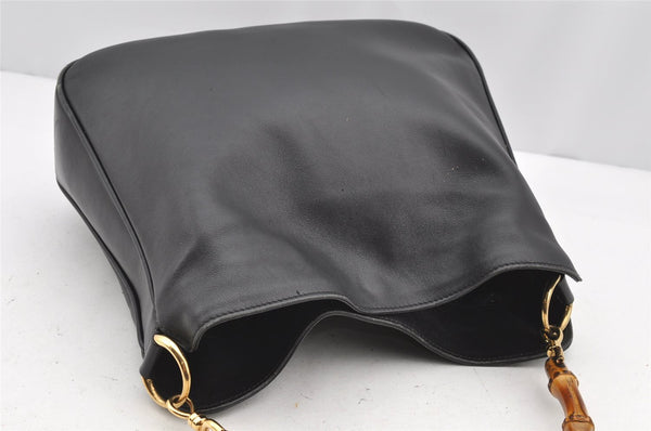 Authentic GUCCI Bamboo 2Way Shoulder Hand Bag Purse Leather Black Junk 1008I