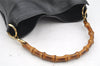Authentic GUCCI Bamboo 2Way Shoulder Hand Bag Purse Leather Black Junk 1008I