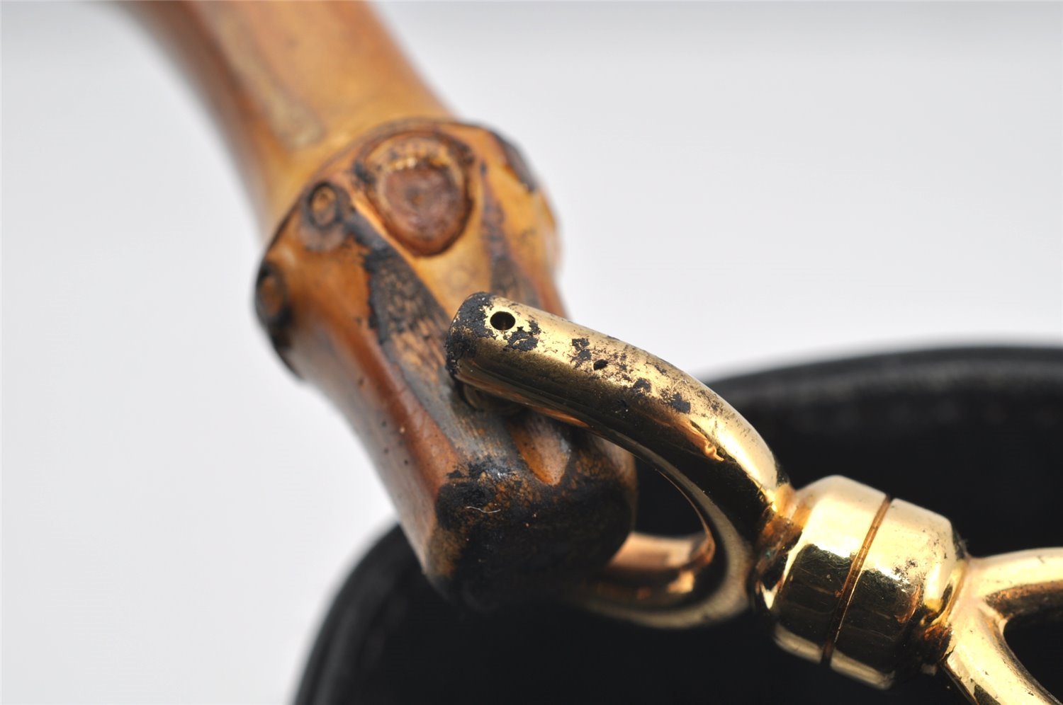 Authentic GUCCI Bamboo 2Way Shoulder Hand Bag Purse Leather Black Junk 1008I