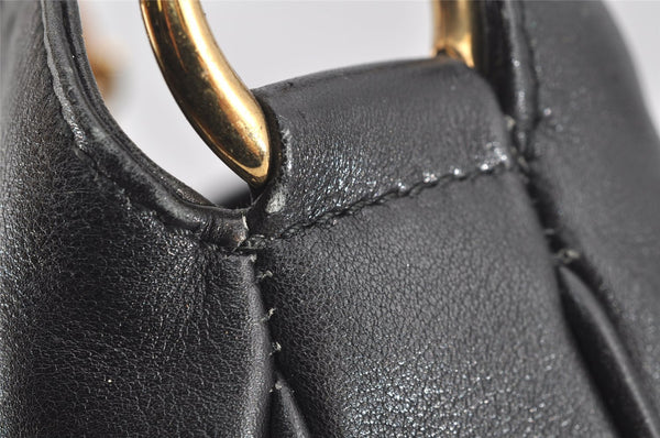 Authentic GUCCI Bamboo 2Way Shoulder Hand Bag Purse Leather Black Junk 1008I