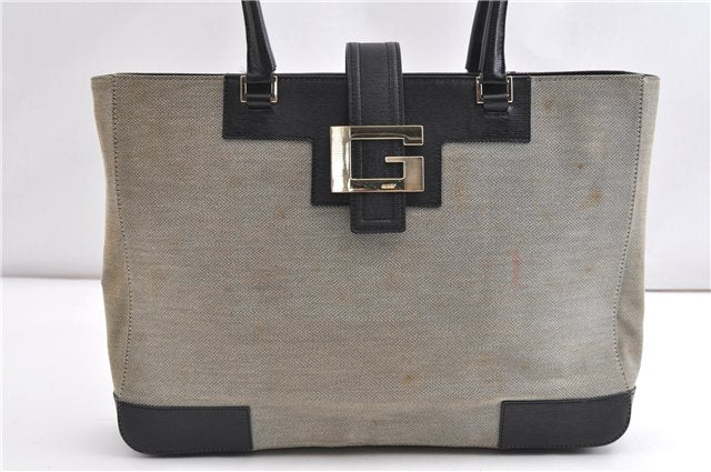 Authentic GUCCI Vintage Shoulder Tote Bag Canvas Leather 0021109 Gray 1009G